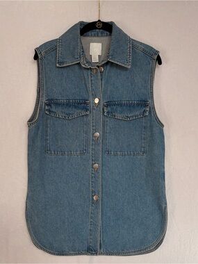 💙 H&M Oversized Denim Vest Shirt Jacket – Size XS
